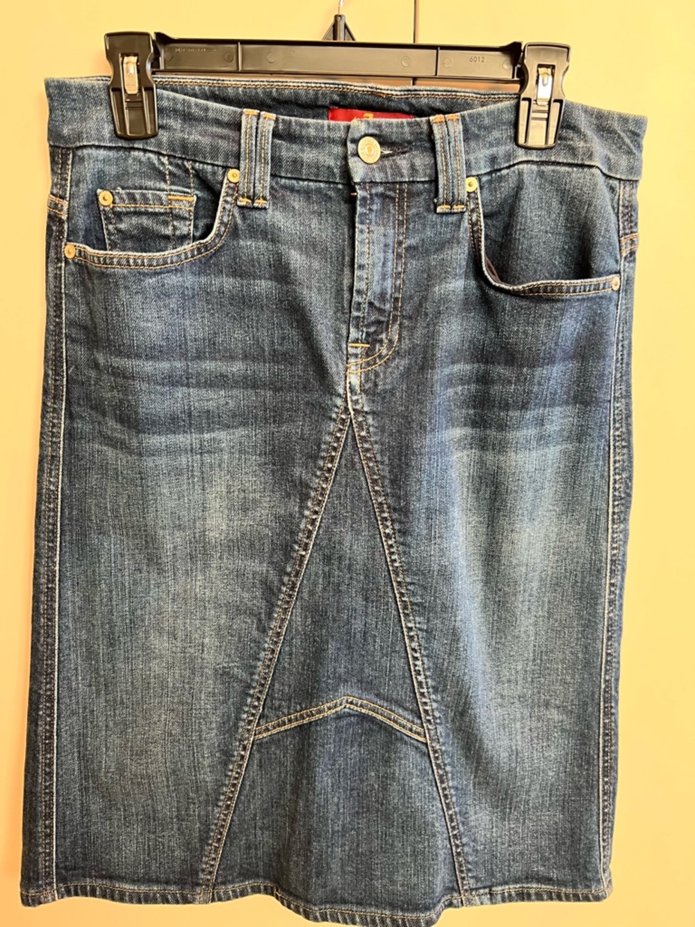 7 For All Mankind Blue Straight Denim Skirt